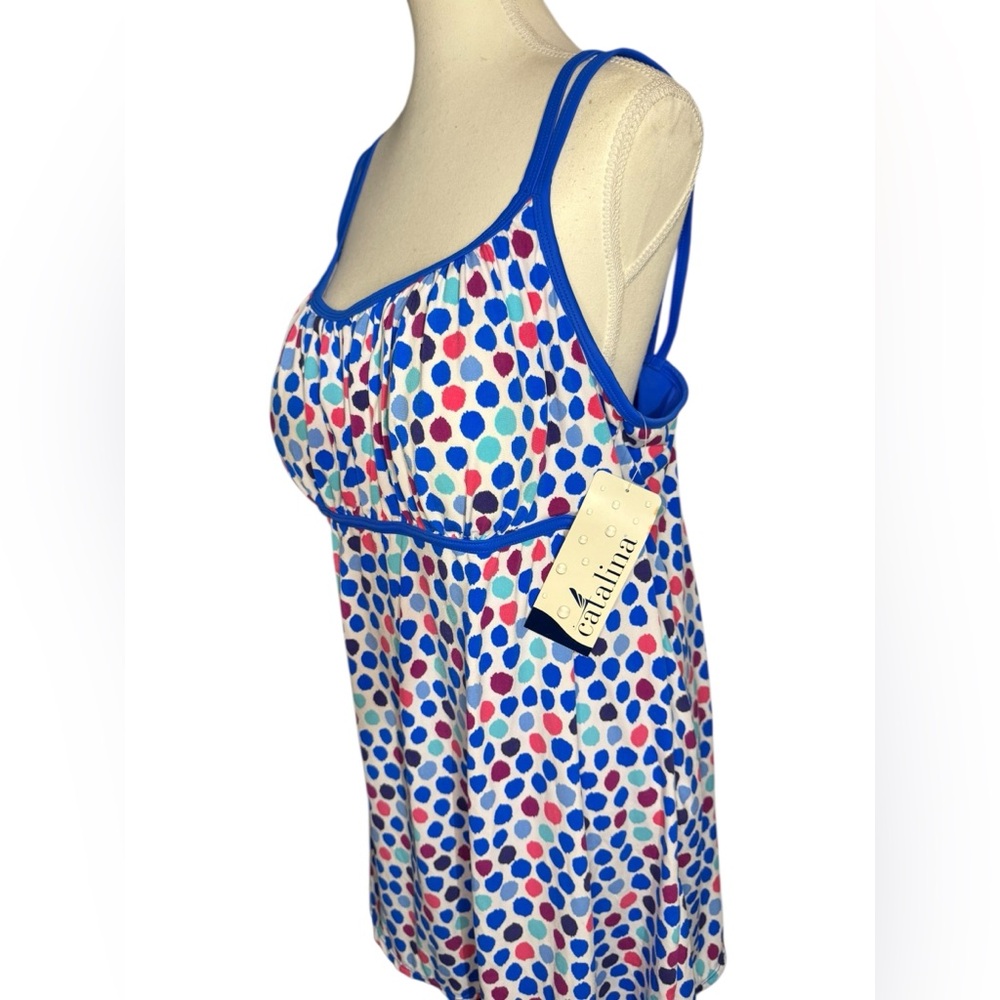 CATALINA plus size swimsuit skirt in Size 3X (22W-24W) polka dot white blue pink